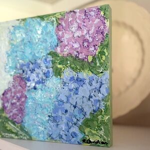 Original Artwork‎ Painting Textured Acrylic On Canvas 8x8” Canadian Floral Art